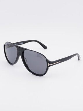 Tom Ford Dimitry FT0334 01D Sunglasses Shiny Black Aviator Frame, Smoke Lenses